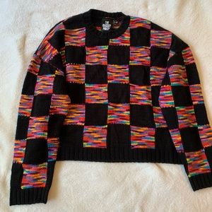 Knit rainbow checkerboard sweater the ragged priest
